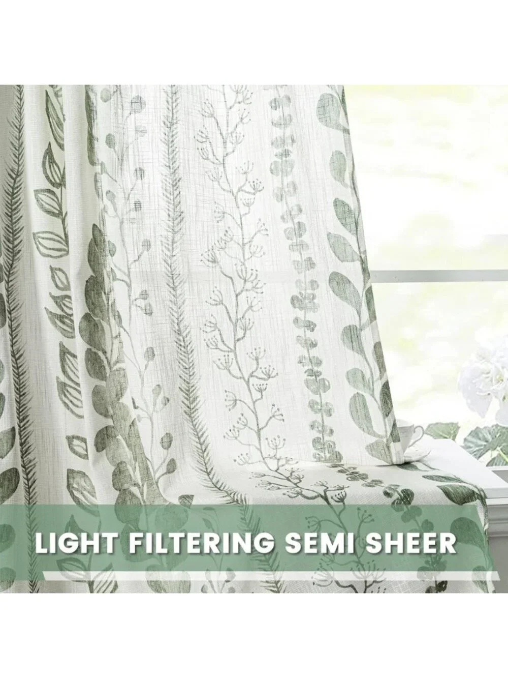 Sage Green Boho Curtains 84